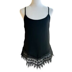 Nella Fantasia Camisole‎ Top Womens M Black Lace Trim Cami Sleeveless